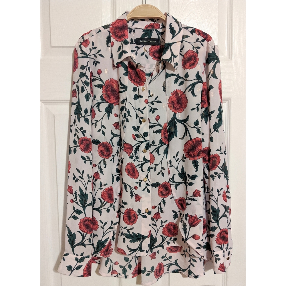 Ivanka Trump floral button down blouse
